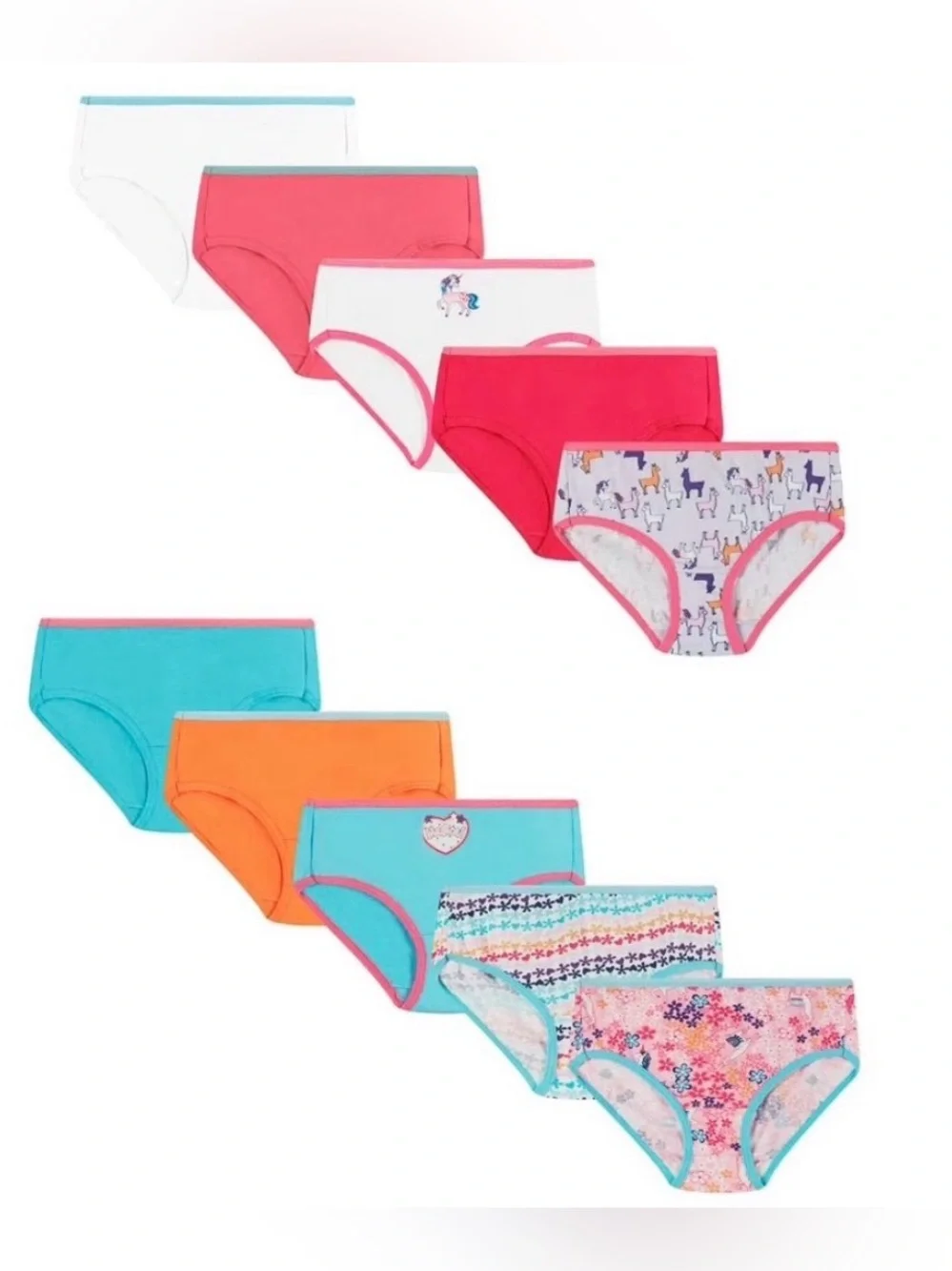 🆕 Hanes Girls Tagless Super Soft Cotton Breathable Briefs Underwear 10 pack